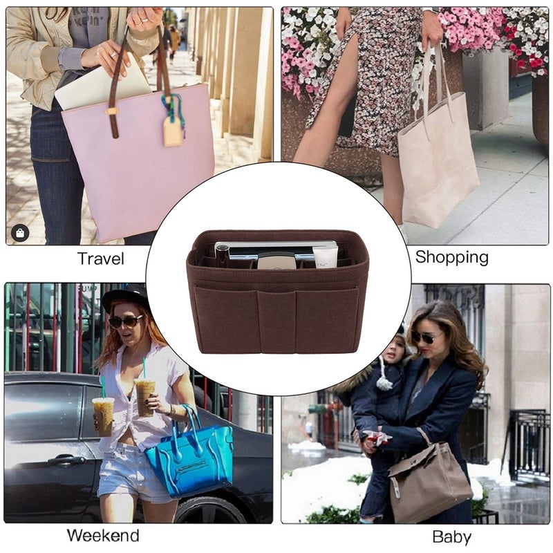ZTUJO Purse Organizer Insert, Felt Bag Organizer For Handbag Purse Organizer,13 Colors, 6 Size (Medium, Coffee) - Image 3